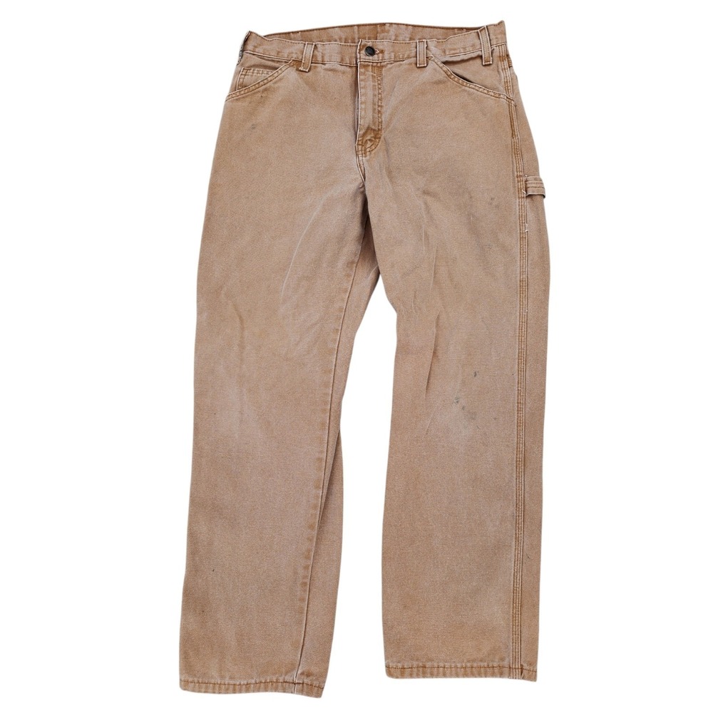 Dickies Carpenter Pants Mens 32x28 Khaki Relaxed Fit Workwear Duck Canvas